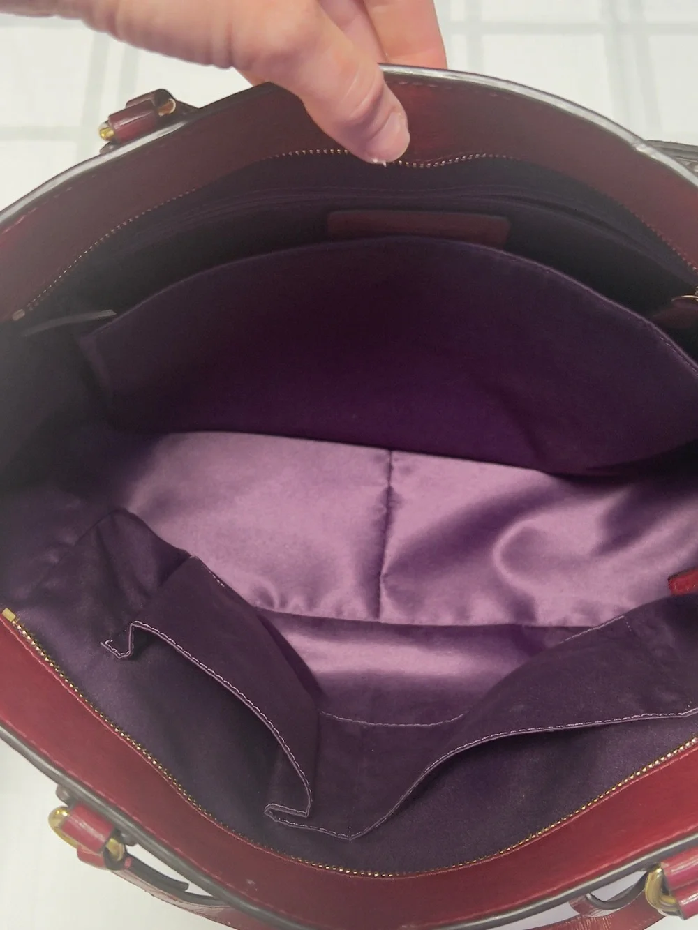 Coach Cherry Red Leather Tote with Gold Hardware